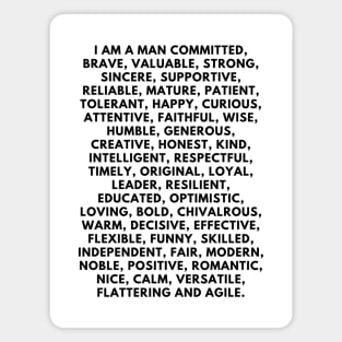 I am a man: 50 positive affirmations Magnet